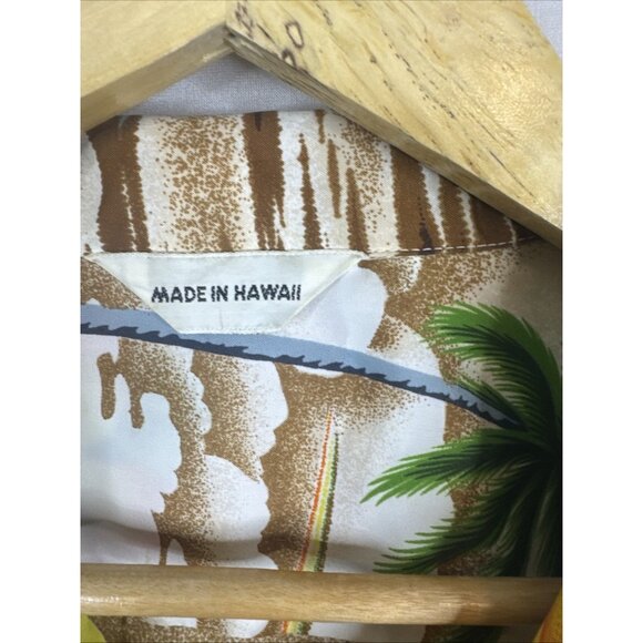 Vintage Made in Hawaii Hibiscus Palm Tree Rainbow Aloha Shirt XL Floral - Picture 2 of 4